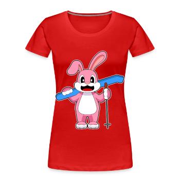 Ski Lapin Sports d’hiver - T-shirt bio Premium Femme - rouge - Devant - Mia (176cm)