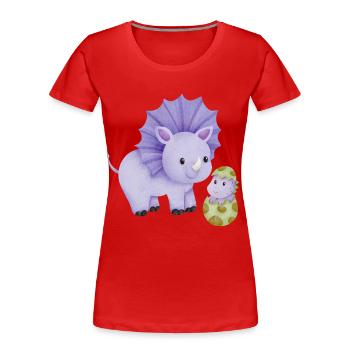 Dinosaurier Mama mit Kind - Frauen Premium Bio T-Shirt - Rot - Vorne - Mia (176cm)