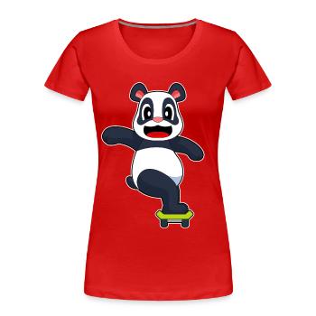 Panda Skater Skateboard - Frauen Premium Bio T-Shirt - Rot - Vorne - Mia (176cm)