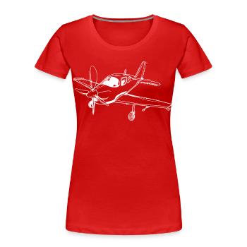 Propellerflugzeug Lineart - Frauen Premium Bio T-Shirt - Rot - Vorne - Mia (176cm)