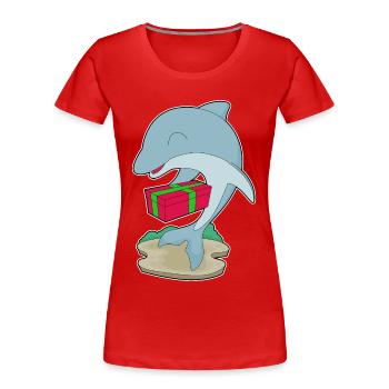 Forfait Noël Dauphin - T-shirt bio Premium Femme - rouge - Devant - Mia (176cm)