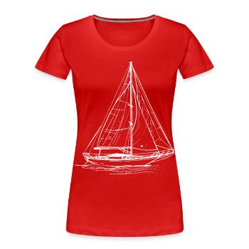 Croquis de navigation - T-shirt bio Premium Femme - rouge - Devant - Mia (176cm)