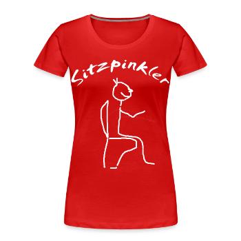 Homme fait assis sur les toilettes - T-shirt bio Premium Femme - rouge - Devant - Mia (176cm)