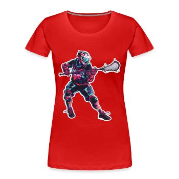 Lacrosse Player Graphics - Women's Premium Organic T-Shirt - red - Front - Mia (176cm)