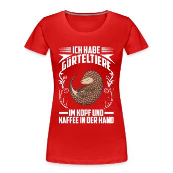 Tatous et Café Armadillo Armadillo Armadillo - T-shirt bio Premium Femme - rouge - Devant - Mia (176cm)