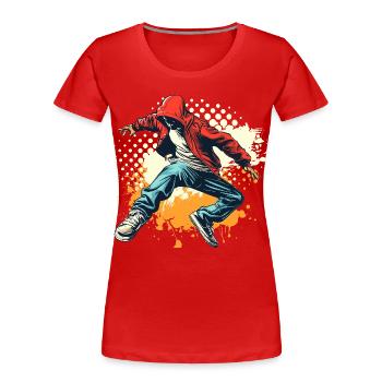 Graphique Breakdancer - T-shirt bio Premium Femme - rouge - Devant - Mia (176cm)
