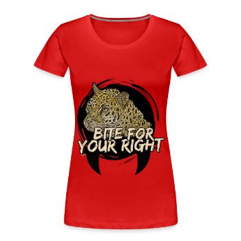 Bite for Your Right 🐆 Jaguar Power - Women's Premium Organic T-Shirt - red - Front - Mia (176cm)