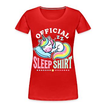 Chemise de nuit officielle, Licorne, Nuit - T-shirt bio Premium Femme - rouge - Devant - Mia (176cm)