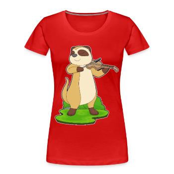 Musicien de suricate Musique de violon - T-shirt bio Premium Femme - rouge - Devant - Mia (176cm)