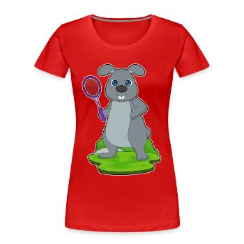 Raquettes de tennis lapin - T-shirt bio Premium Femme - rouge - Devant - Mia (176cm)