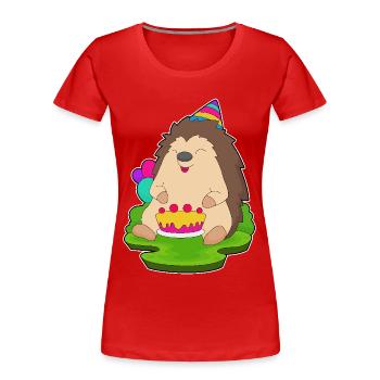 Gâteau d’anniversaire hérisson - T-shirt bio Premium Femme - rouge - Devant - Mia (176cm)
