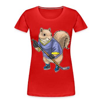 Bâton de hockey sur glace Squirrel - T-shirt bio Premium Femme - rouge - Devant - Mia (176cm)