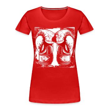 Croquis de gants de boxe - T-shirt bio Premium Femme - rouge - Devant - Mia (176cm)
