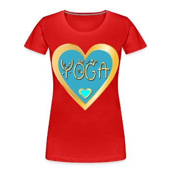 COURONNE DE YOGA DU CŒUR - T-shirt bio Premium Femme - rouge - Devant - Mia (176cm)