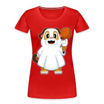 Dog Halloween Basketball - Women's Premium Organic T-Shirt - red - Front - Mia (176cm)