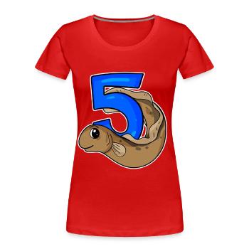 5. Geburtstag Motiv Fische - 5 jahre - Frauen Premium Bio T-Shirt - Rot - Vorne - Mia (176cm)