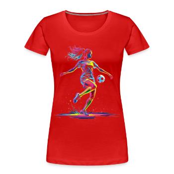 Fußball Fußballerin, bunt, Fussballspielerin Frau - Frauen Premium Bio T-Shirt - Rot - Vorne - Mia (176cm)