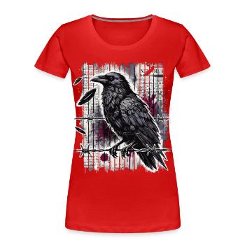 Rabe auf Stacheldraht - Gothic Dark Art - Frauen Premium Bio T-Shirt - Rot - Vorne - Mia (176cm)