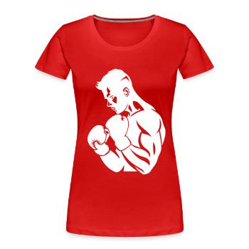 Boxer Zeichnung - Frauen Premium Bio T-Shirt - Rot - Vorne - Mia (176cm)