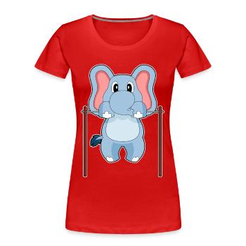 Eléphant Bodybuilder Tractions Musculation - T-shirt bio Premium Femme - rouge - Devant - Mia (176cm)