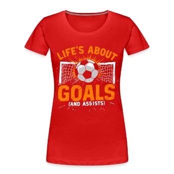 football, joueur de football, joueur de football garçon - T-shirt bio Premium Femme - rouge - Devant - Mia (176cm)