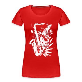Saxophone Cartoon Style - T-shirt bio Premium Femme - rouge - Devant - Mia (176cm)