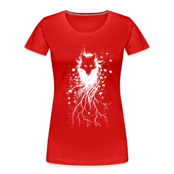 Champignon Renard envahi par les racines Nature abstraite - T-shirt bio Premium Femme - rouge - Devant - Mia (176cm)