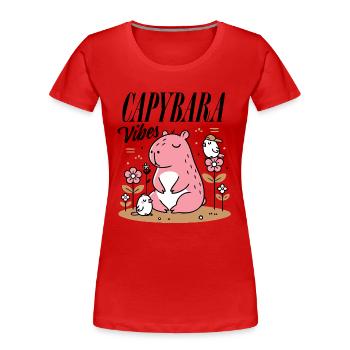 Relaxed capybara with friends - Women's Premium Organic T-Shirt - red - Front - Mia (176cm)