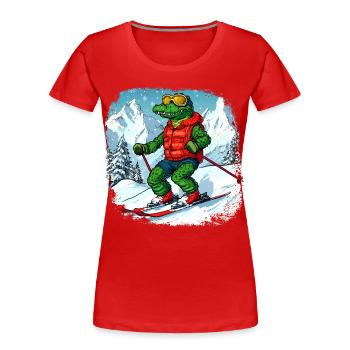 Crocodiles Ski - T-shirt bio Premium Femme - rouge - Devant - Mia (176cm)