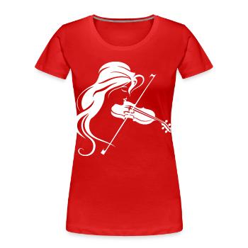 Geige Mädchen Zeichnung - Frauen Premium Bio T-Shirt - Rot - Vorne - Mia (176cm)