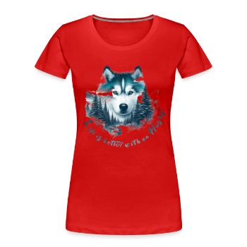 Schlittenhund - Frauen Premium Bio T-Shirt - Rot - Vorne - Mia (176cm)