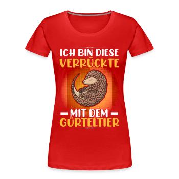 Armadillo Crazy avec Armadillo Armadillo Armadillo - T-shirt bio Premium Femme - rouge - Devant - Mia (176cm)