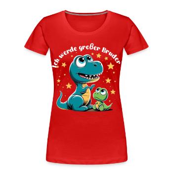 T-Rex Baby Dino Großer Bruder Dinobaby Geschenk - Frauen Premium Bio T-Shirt - Rot - Vorne - Mia (176cm)