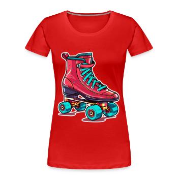 Graphique patins à roulettes - T-shirt bio Premium Femme - rouge - Devant - Mia (176cm)