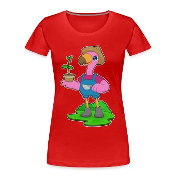 Flamingo Farmer Seedling Farm - Women's Premium Organic T-Shirt - red - Front - Mia (176cm)