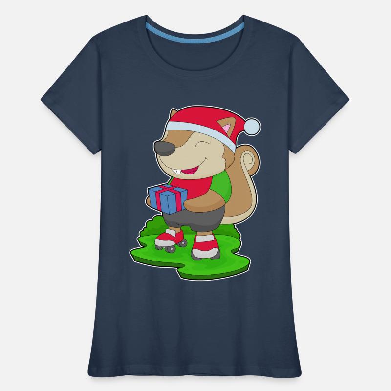 Squirrel Christmas Inline skating Women's Premium Organic T-Shirt