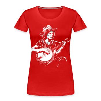 Banjospieler Skizze - Frauen Premium Bio T-Shirt - Rot - Vorne - Mia (176cm)