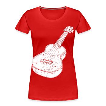 Dessin de ukulélé - T-shirt bio Premium Femme - rouge - Devant - Mia (176cm)