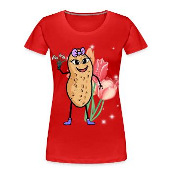 Erdnuss Frühling Blumen Ostern Blume Gruß Grüßen - Frauen Premium Bio T-Shirt - Rot - Vorne - Mia (176cm)