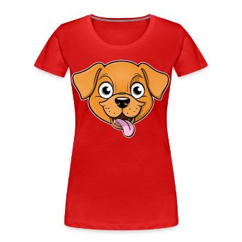 Fröhliches Bild eines Hundekopfes - Frauen Premium Bio T-Shirt - Rot - Vorne - Mia (176cm)