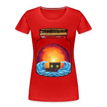 Boot Boote Schiff Schiffe - Frauen Premium Bio T-Shirt - Rot - Vorne - Mia (176cm)
