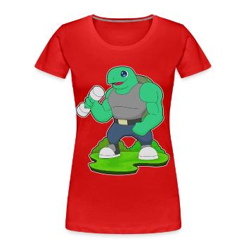 Schildkröte Bodybuilder Hantel Bodybuilding - Frauen Premium Bio T-Shirt - Rot - Vorne - Mia (176cm)