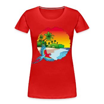 Return to Paradise - Women's Premium Organic T-Shirt - red - Front - Mia (176cm)