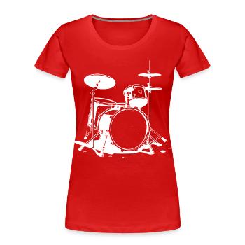 Drumset Zeichnung - Frauen Premium Bio T-Shirt - Rot - Vorne - Mia (176cm)