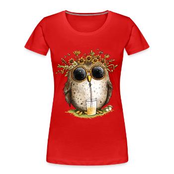 Eule mit Sonnenbrille Und Limonade - Frauen Premium Bio T-Shirt - Rot - Vorne - Mia (176cm)