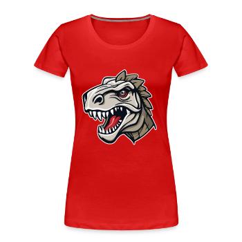 La tête d’un dinosaure à l’allure dangereuse - T-shirt bio Premium Femme - rouge - Devant - Mia (176cm)