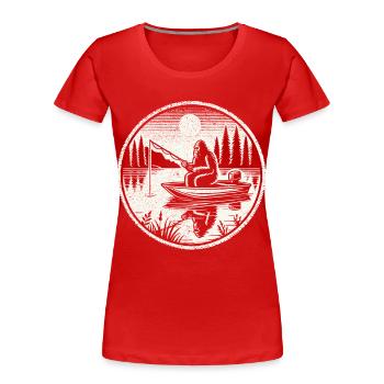 Pêche, Pêcheur, Pêcheur, Pêche, Bigfoot - T-shirt bio Premium Femme - rouge - Devant - Mia (176cm)