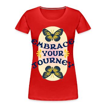 Embrace Your Journey – Butterfly Retro - Women's Premium Organic T-Shirt - red - Front - Mia (176cm)