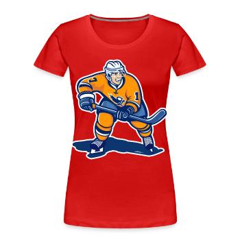 Eishockeyspieler Grafik - Frauen Premium Bio T-Shirt - Rot - Vorne - Mia (176cm)