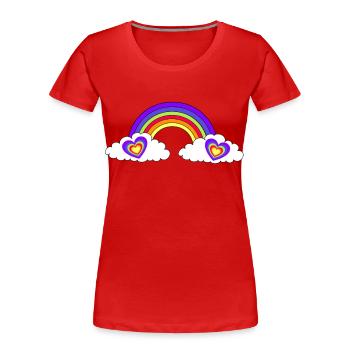 LGBT Regenbogen Herz Herzen - Frauen Premium Bio T-Shirt - Rot - Vorne - Mia (176cm)
